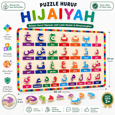 Puzzle Hijaiyah Latin Belajar Huruf Arab dengan Tulisan Latin